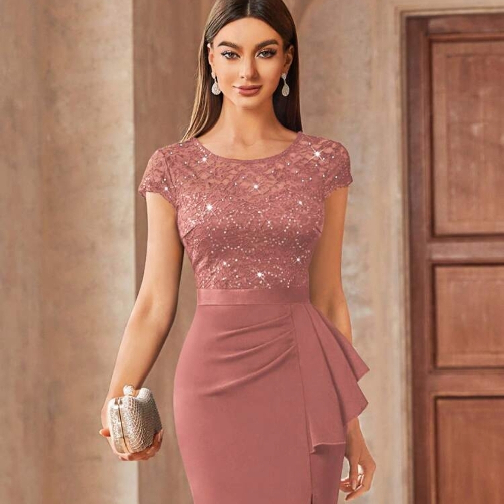 NWT Miusol Pink Sequin Midi Dress Size S
